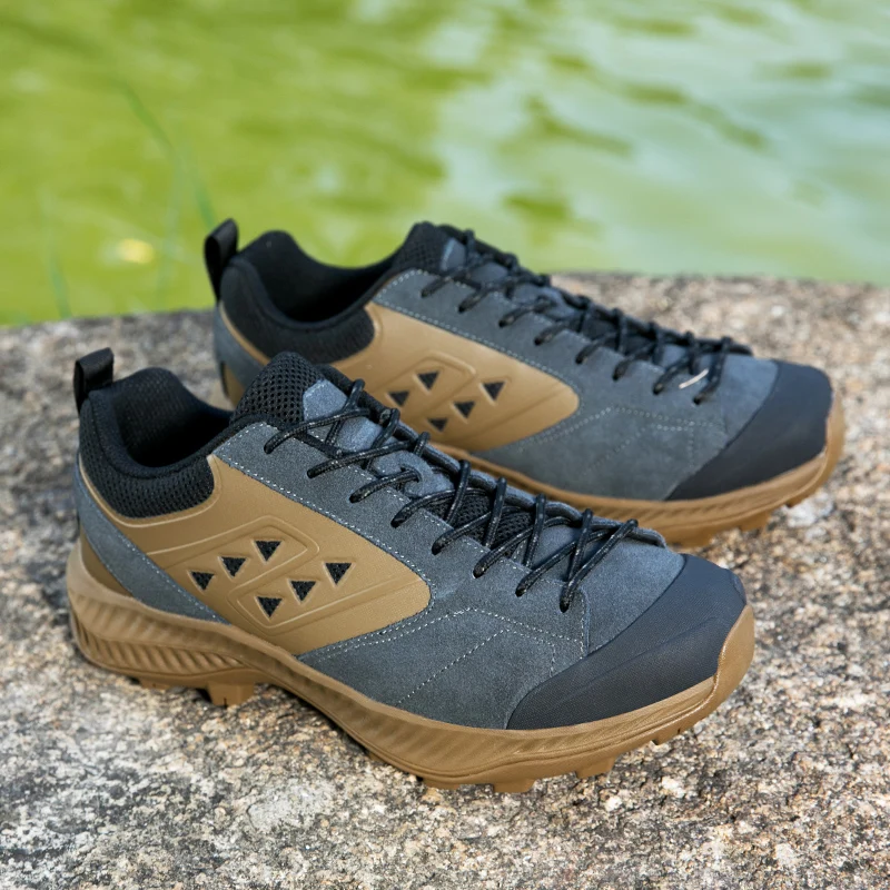 HIKEUP-Zapatillas deportivas de cuero para hombre y mujer, zapatos de Trekking, senderismo, escalada, diseñador de lujo, talla grande