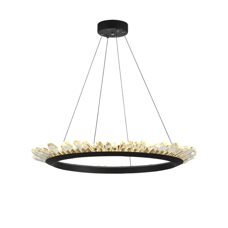 

Art Deco Gold Black Crystal Designer Round LED Lustre Chandelier Lighting Suspension Luminaire Lampen For Dinning Room