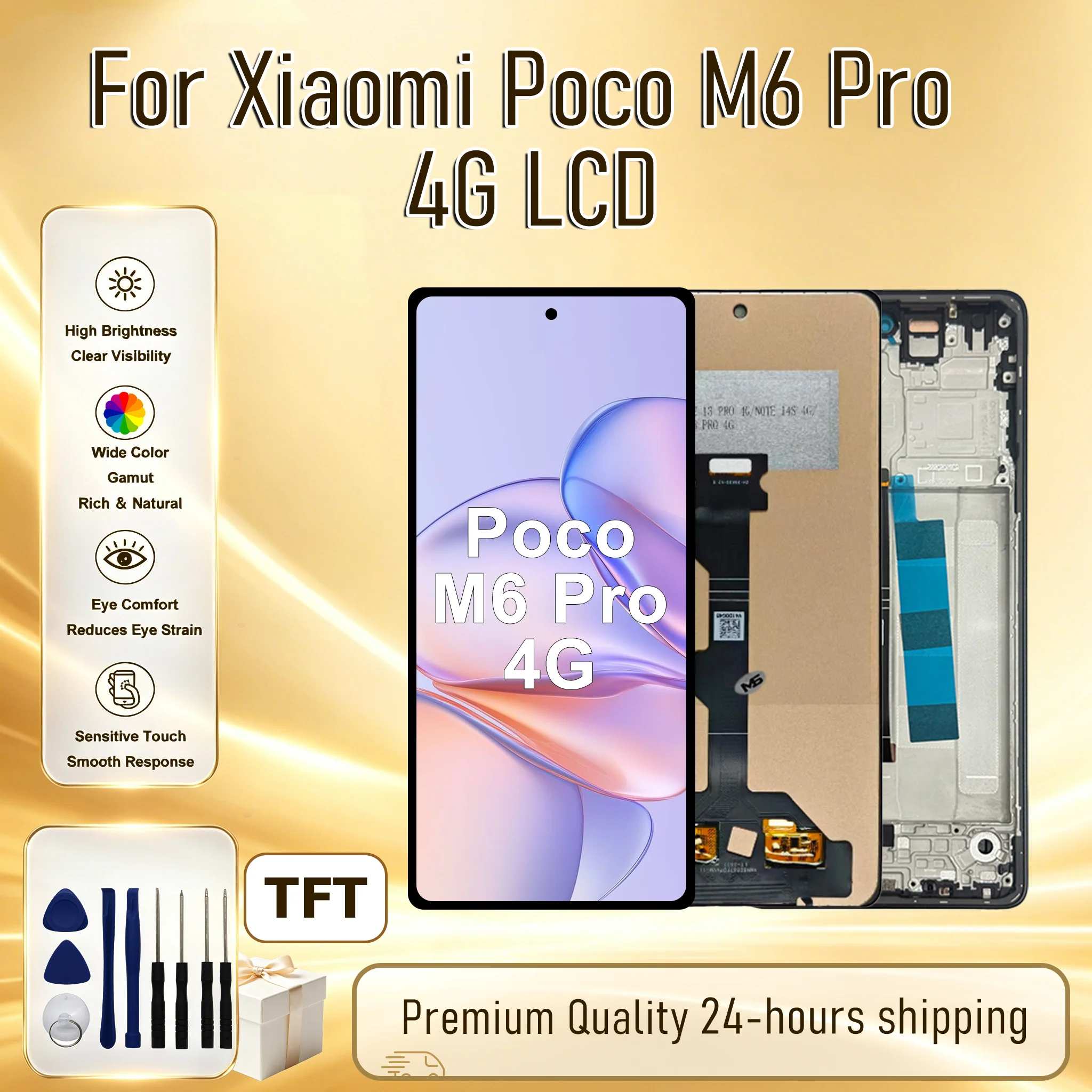 6.67" TFT For Xiaomi Poco M6 Pro 4G Display 2312FPCA6G Touch Screen For Xiaomi Poco M6 Pro 4G LCD Digitizer Assembly Replacement