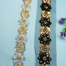 Black and Gold Nail Bead Lace Edge Glass Bead Ribbon Heavy-duty Formal Dress Accessory Clothing Accessories DIY Bag Accessories