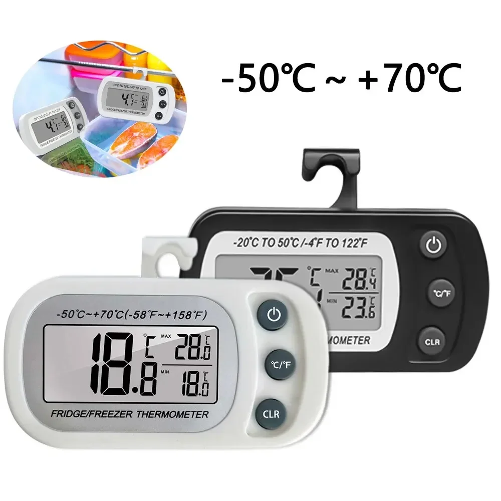 Fridge Thermometer With Hook Anti-Humidity Refrigerator Freezer Electric LCD Display Digital Thermometer Temperature Monitor