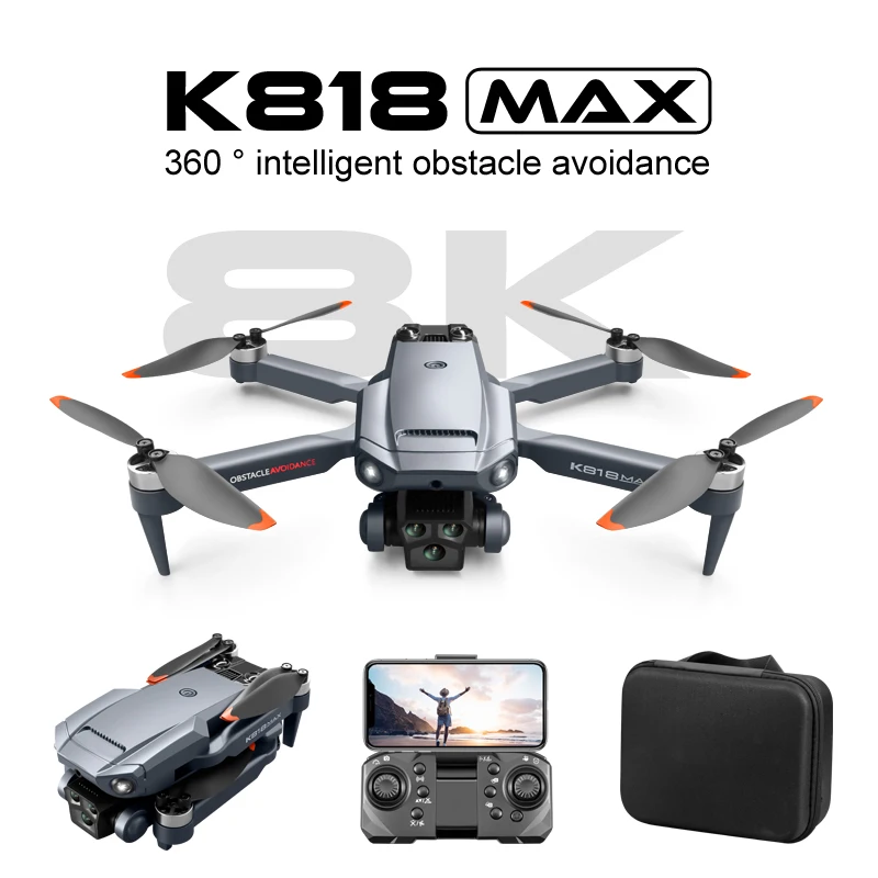 New K818 Max Dron 4K Professinal Three Cameras 8K Wide Angle Optical Flow Localization Four-way Obstacle Avoidance RC Quadcopter