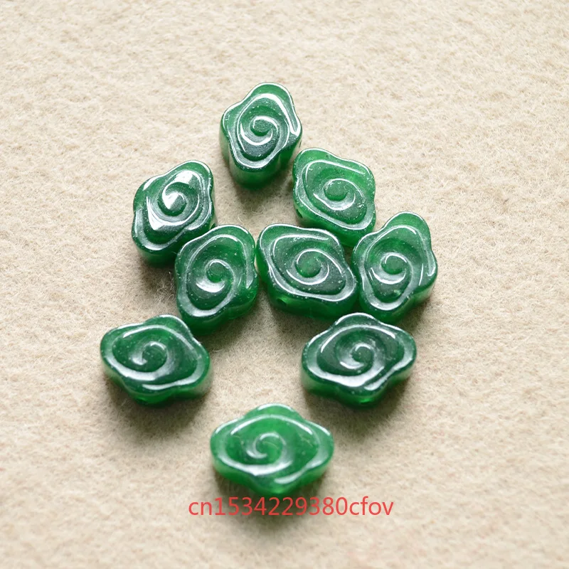 Natural Jade Three Colored Jade Auspicious Clouds Bead Accessories DIY Bangle Charm Jewellery Fashion Hand-Carved Luck Amulet