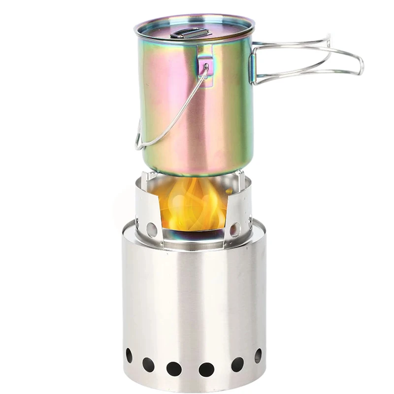 Portable Wood Burning Stove Outdoor Camping Windproof Stove Removable Burning Stove Burner Stove Heater Gas Burner BBQ Cooker