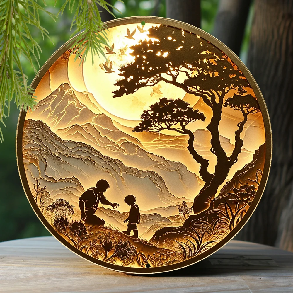 1pc 8x8 Inch Winter Metal Sign Faux Foil Stamping Papercut Art Painting Round Wreath Decorative Sign Bedroom Decor Easter Gifts