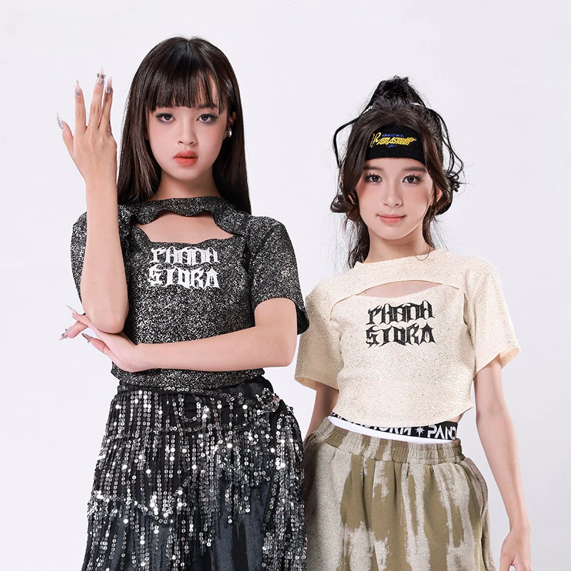 Ropa de baile de Jazz a la moda para niñas, camisetas cortas, pantalones informales, nuevo traje de actuación de Hip Hop, ropa de calle, disfraces geniales de Jazz