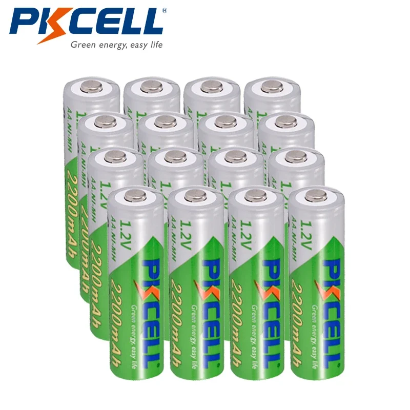 

16Pcs/lot PKCELL NIMH AA Rechargeable Battery 2200mAh 1.2V Ni-MH Low Self-discharge Batteries Bateria Baterias for Cameras Toys