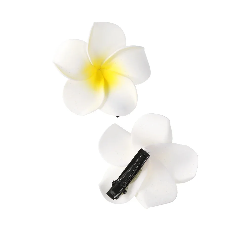 2PCS New Plumeria Flower Hair Clips Women Girls Lovely Egg Flower Barrette Hawaiian Wedding Bridal Hair Accessories