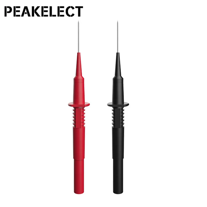 

PEAKELECT P5008 2PCS Non-destructive Insulated Wire Piercing Probe Multimeter Test Probes 0.7mm Pins with 4mm Socket 600V 10A