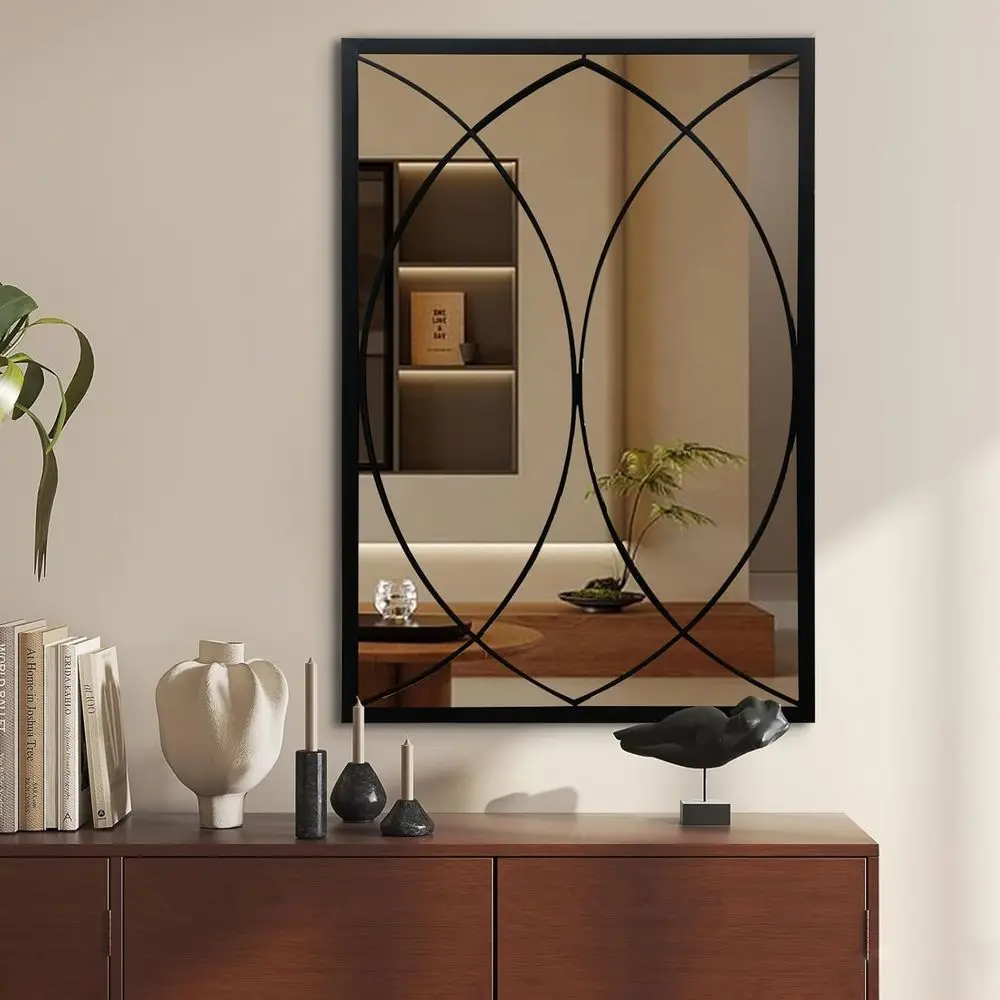 

Black RecWall Mirror, armhouse Decorative Mirror or Entryway, Living Room, Dining Room,Bedroom, Hallway, ireplace, Accent Wall D