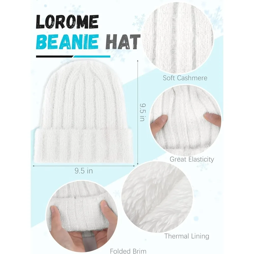 الشتاء قبعة قبعة وشاح قفازات، الدافئة الصوف متماسكة قبعة وشاح طويل الرقبة أدفأ شاشة تعمل باللمس قفازات الشتاء مجموعة هدايا للنساء