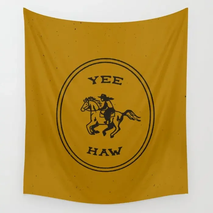 Yee Haw In Gold Wall Tapestry Background Wall Covering Home Decoration Blanket Bedroom Wall Hanging Tapestries