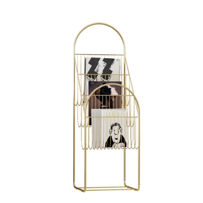 Light Luxury Style Magazine Rack Floor Display Rack Iron Books And Newspapers Rack Small Multi-layer Illustrated Book Storage