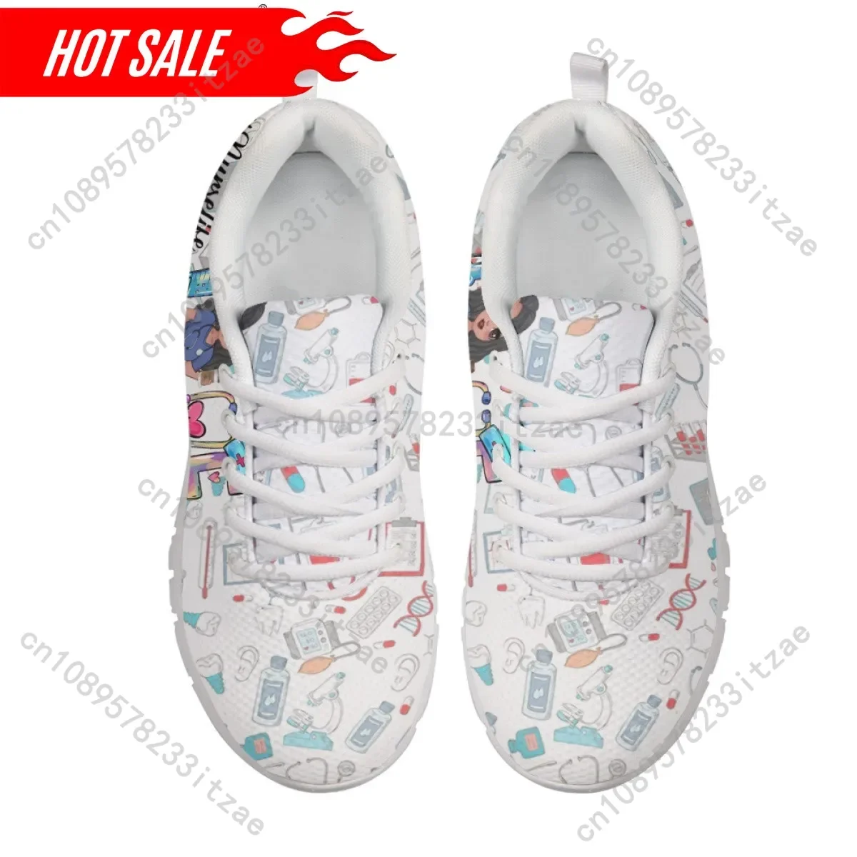 Cute Cartoon Nurse Shoes Paramedic Nursing Shoe for Women Female Running Sneakers Light Mesh Flats Girls Footwear