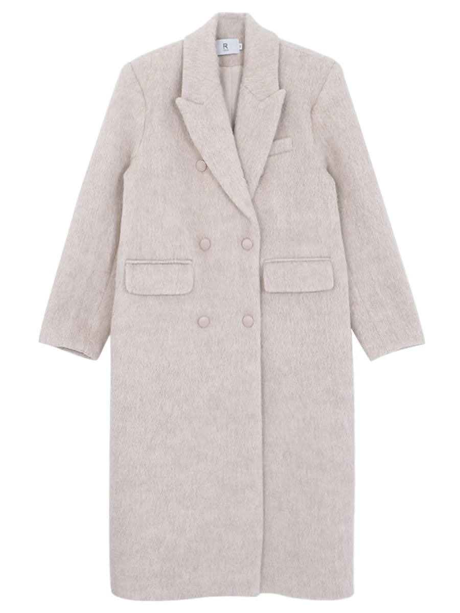 

Красное шерстяное пальто знаменитостей, женское осенне-зимнее новое длинное хлопковое пальто 2025, шерстяная верхняя одежда розового цвета