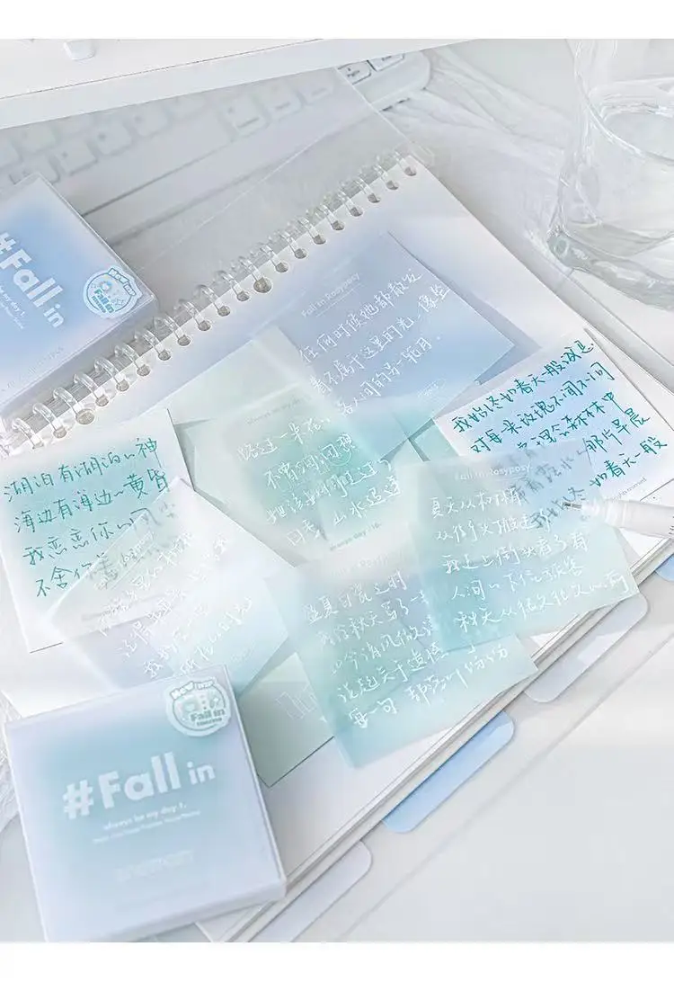 Multifunktionales Haftnotizblock-Set mit Farbverlauf, Frisches Design, Schwefelsäurepapier-Innenseiten, Haftnotizen im Block – Detail 11