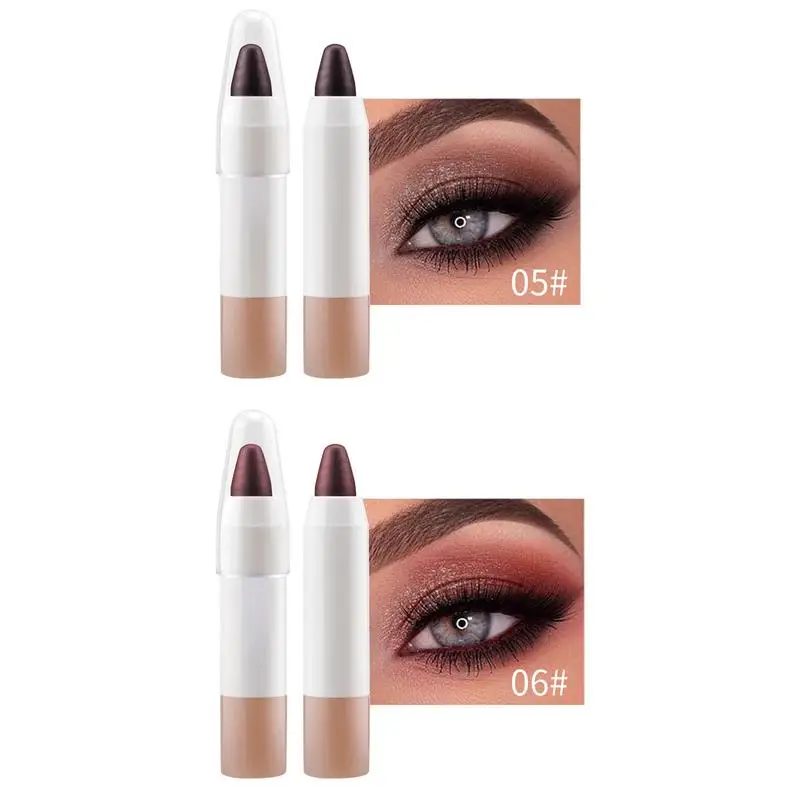 6 色グリッターアイシャドウスティック防水グリッターマットヌードアイシャドウペンハイライター & アイライナーペンシルカイコライナーペン