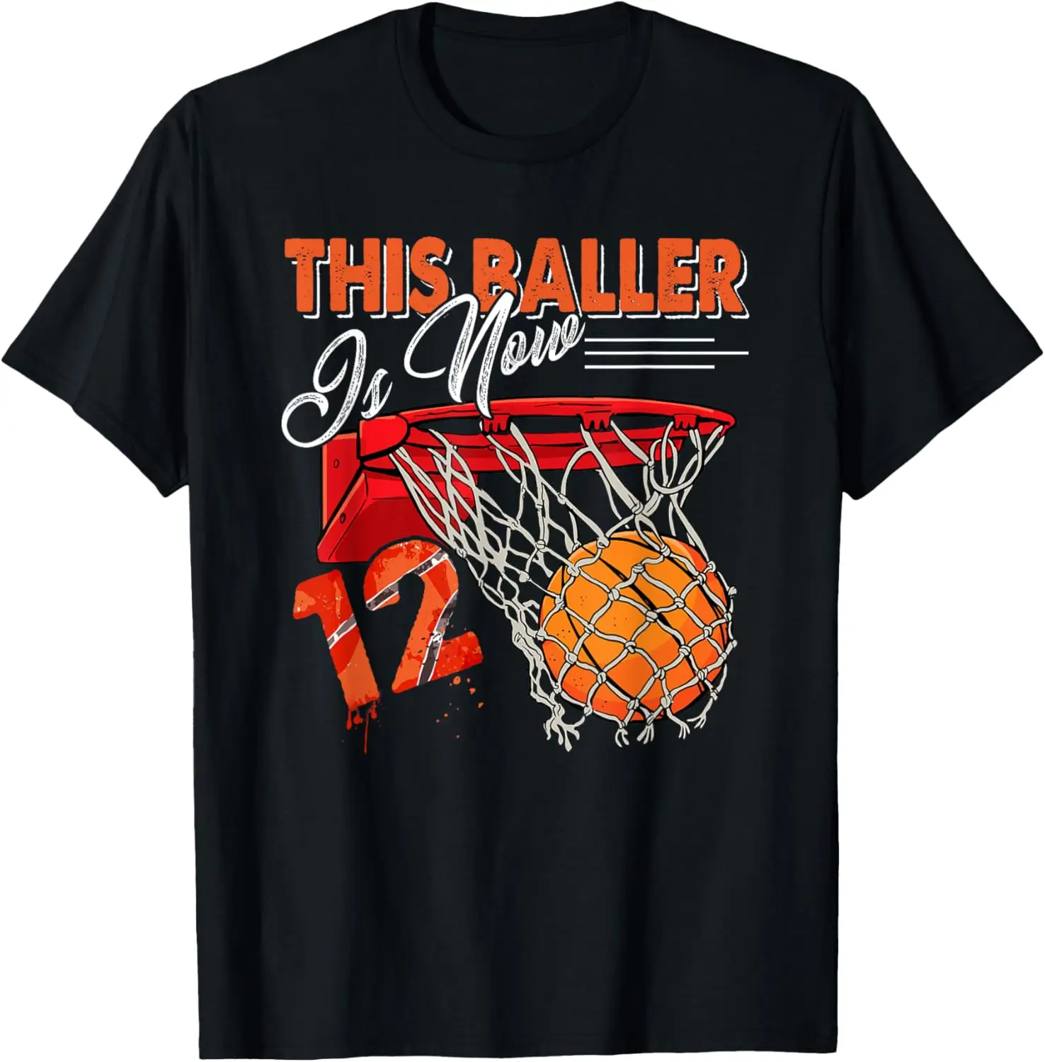 12th Birthday Basketball TShirt Funny 12 Years Old Kids Gift T-Shirt