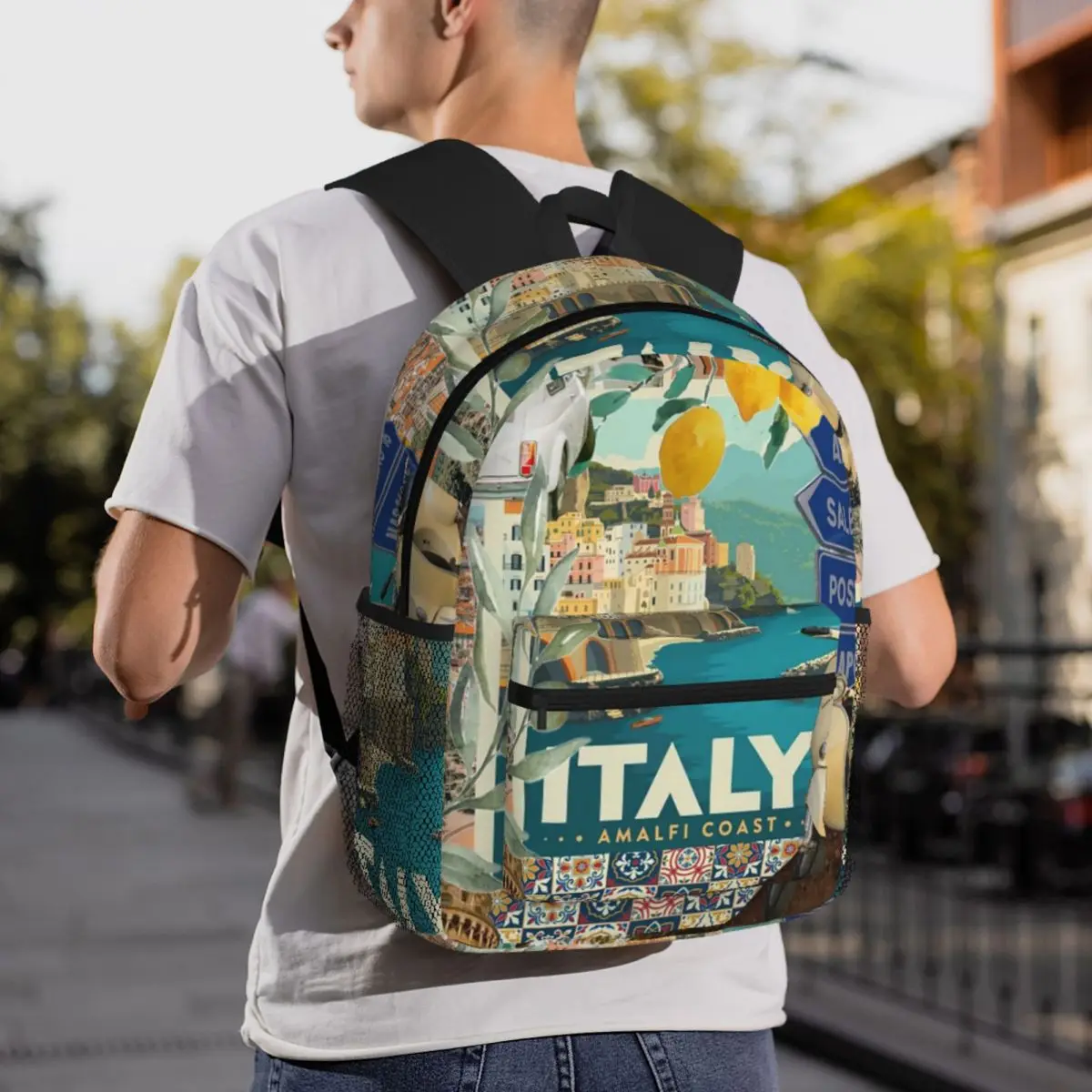 A Unisex Italian Themed Featuring Vibrant Italian Symbols Backpack Student BookBag Kids School Bag Shoulder Bags for Boys Girls