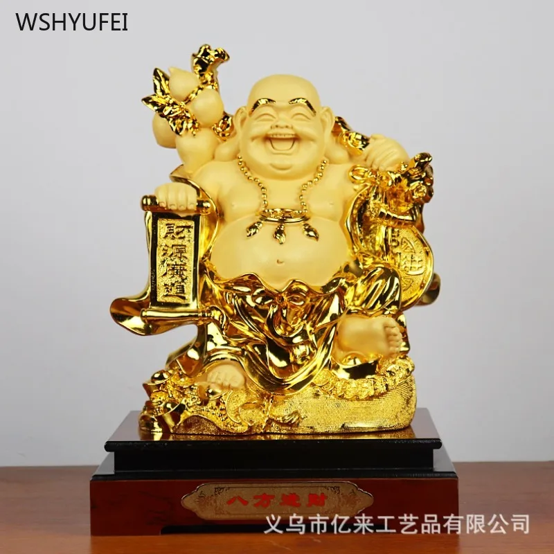 Golden Maitreya Buddha ornament Decorations for the Office of Bafang Jincai Home offerings of Buddha statues  Resin crafts