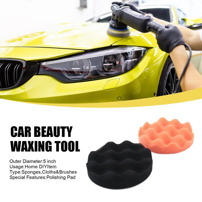 ABJA-8Pcs/Set Car Sponge Polishing Pad Set 5 Inch Buffing Waxing Pad For Boat Car Polisher Buffer Drill Wheel Polisher Tools