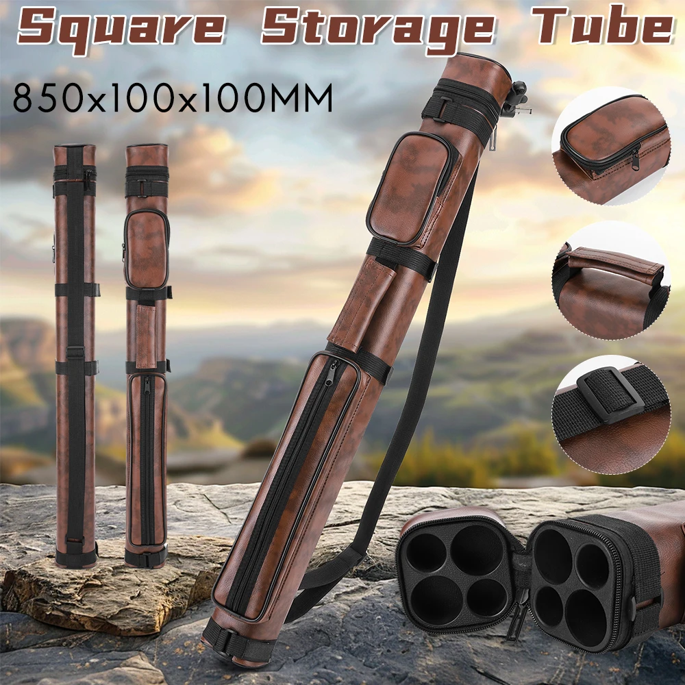 

Four-Holes Square Pool Cue Cases Leather Billiard Rod Bucket with Pockets Sticks Carrying Storage Bags Billiard Game Supplies ﻿