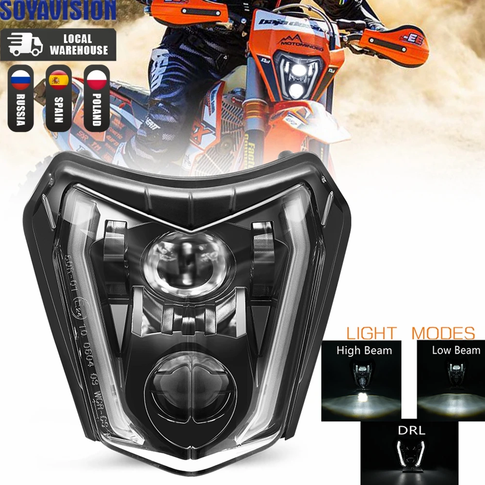 E24 Motorcycle LED Headlight Headlamp DRL Light For KTM EXC EXCF SX SXF XC XCF XCW XCFW 125 150 250 300 350 400 450 505 525 530 