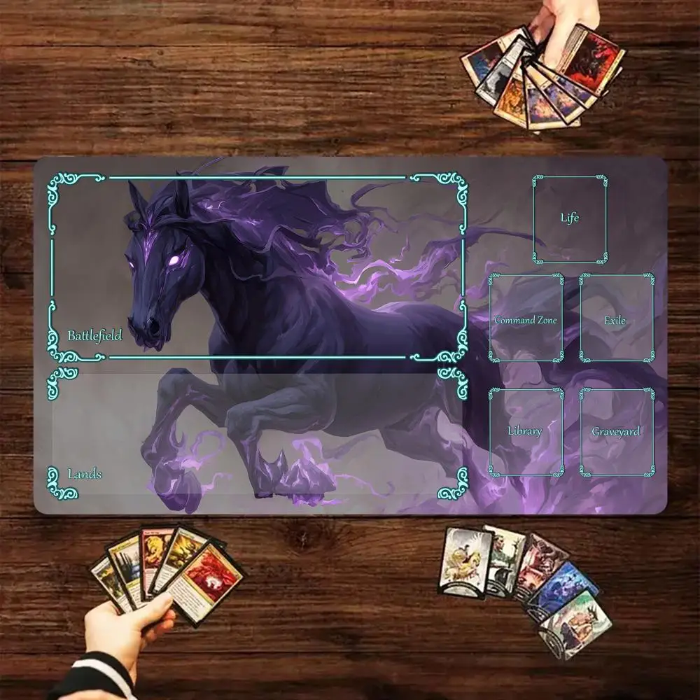 

Великолепный темный игровой коврик для карточных игр Magic: The Gathering (MTG) с противоскользящим основанием, 35x60 см, для настольных игр и TCG.