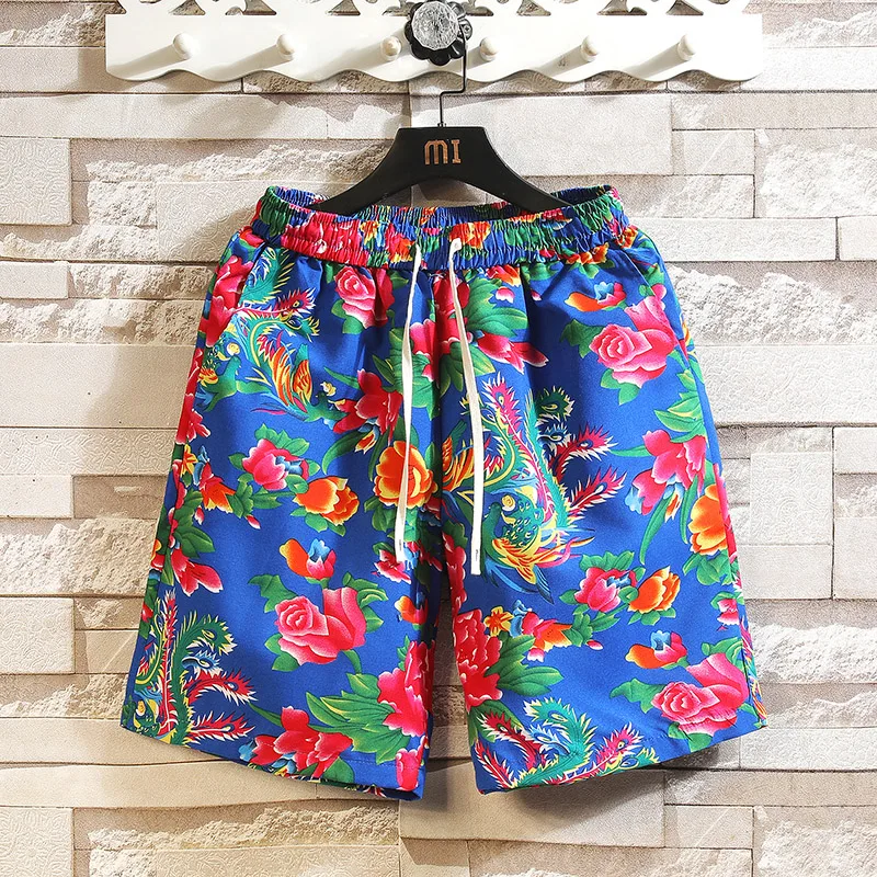 Fashion New 2024 Spring Flower Pants Trendy Male Casual Shorts Fifth Pants Sports Shorts Men's Loose Comfort Fifth Pants