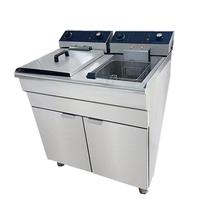Commercial 20L+20L Fast Food Chicken Fryer for Restaurants New Stainless Steel KFC Frying Tank Electric Power Source