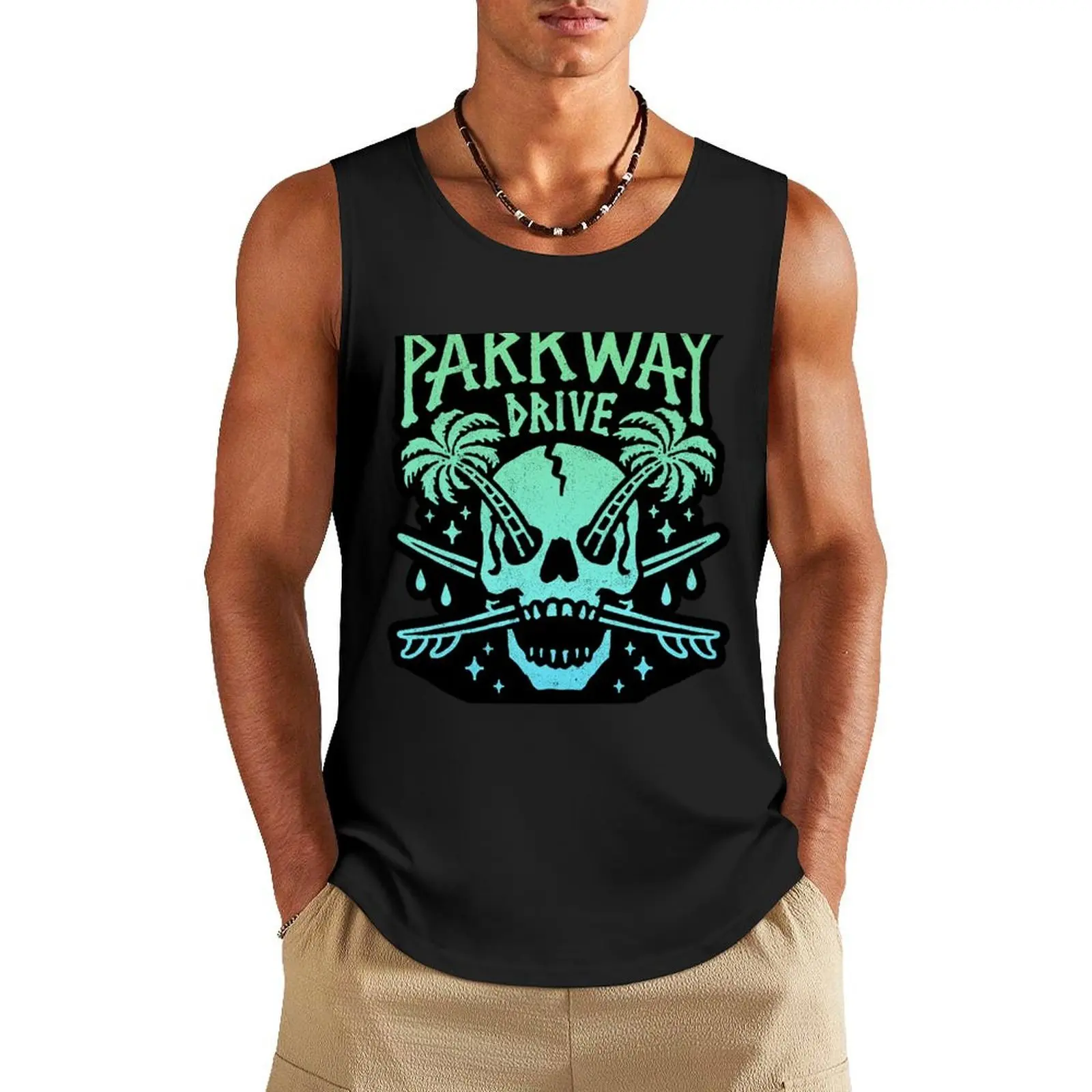 

palm island Tank Top Vests bodybuilding men Gym t-shirt man Men's clothing