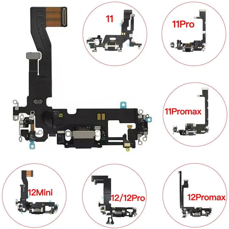 

Charging Port Flex Replacement For iPhone 11 12 Mini Pro Max USB Charger With Microphone Connector Flex Cable