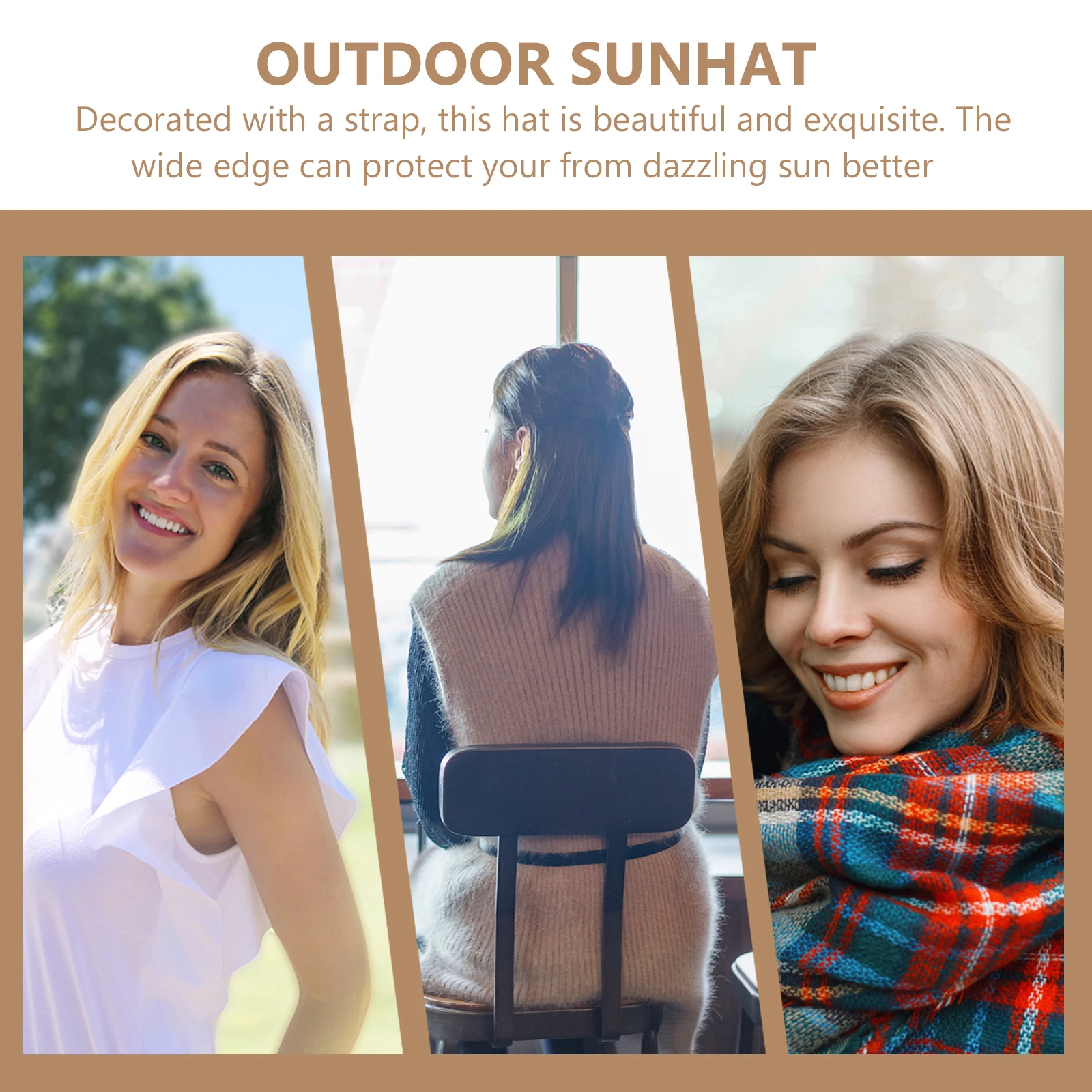 

1Pc High Quality Straw Hat Wide Brim Sun Protection Outdoor Sunhat Durable Comfortable Travel Cap
