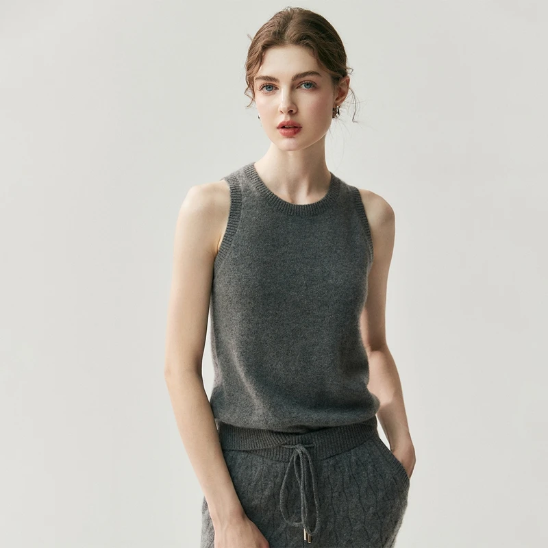 

2025 Women Basic Cashmere Vest 100% Cashmere Knitwear Soft O-neck Pullover Vest Autumn Winter Cashmere Sweater Waistcoat Tops