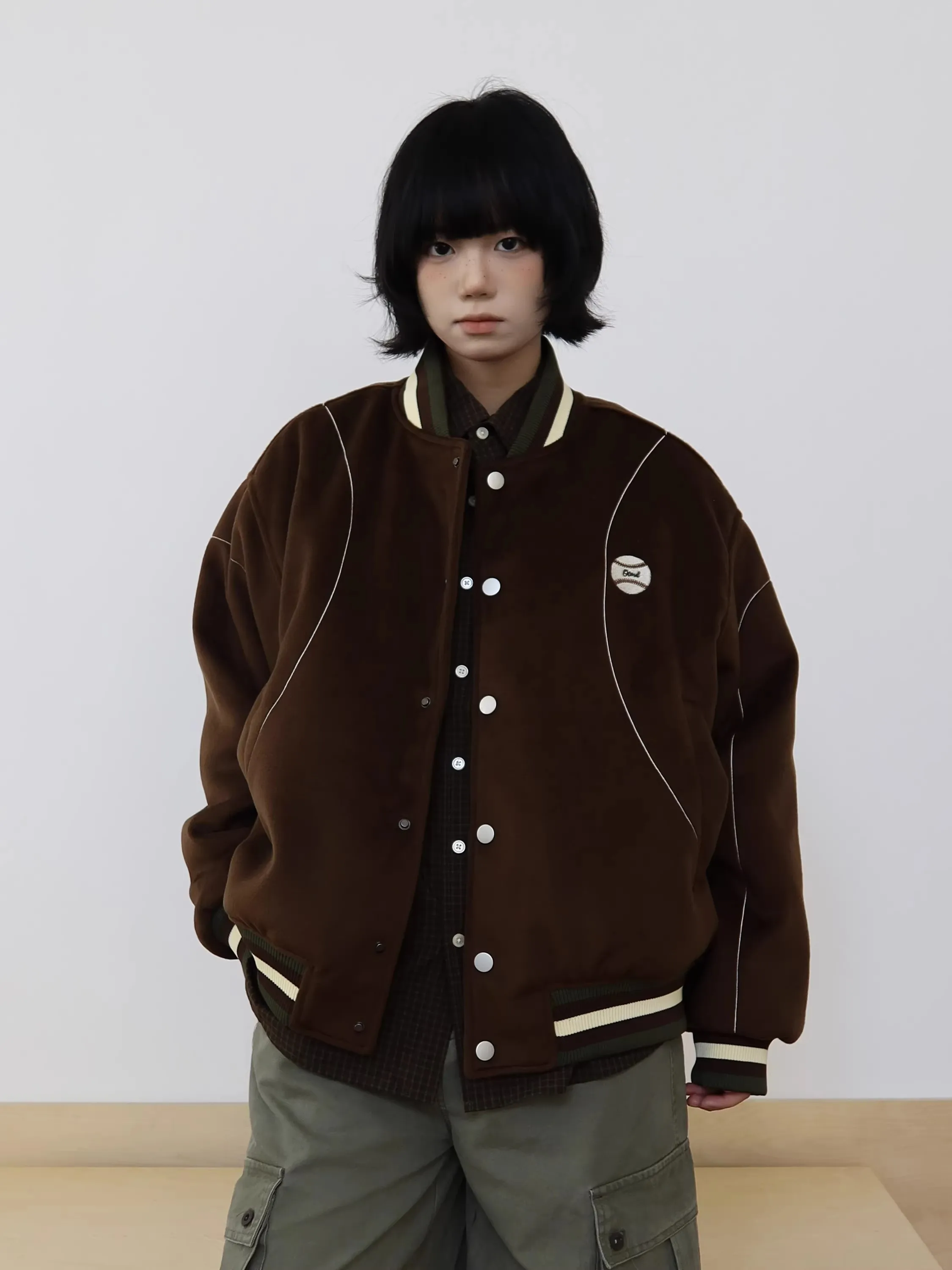 

Thickened Retro American Style Embroidered Cotton Padded Baseball Jacket Warm Outerwear for Men And Women Casual Winter Coat