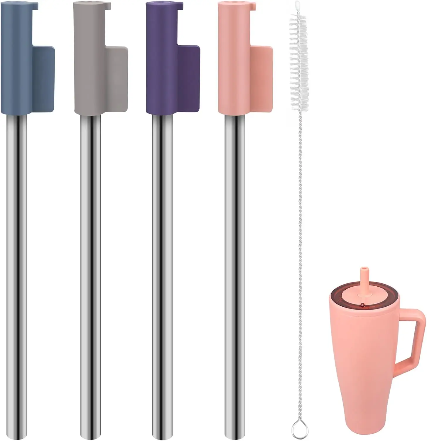 

Многоразовые трубочки для стаканов объемом 40 унций, 4 цвета, с щеткой для чистки в комплекте