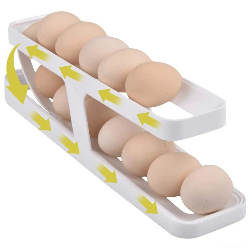 Double Bilayer Automatic Eggs Rolling Rack Desktop Storage Receive Frame Refrigerator Slide Type Egg Carton Kitchen Accessories