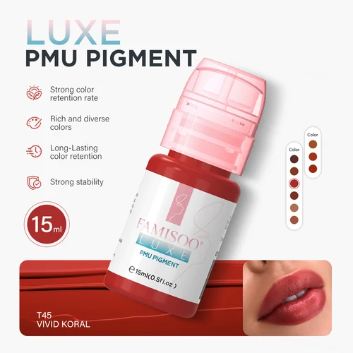 Imagen 2 del producto 15ML Luxe PMU pigmento más vendido en Europa 9 colores tinta de tatuaje de labios para maquillaje semipermanente Nano labios Microblading pigmento