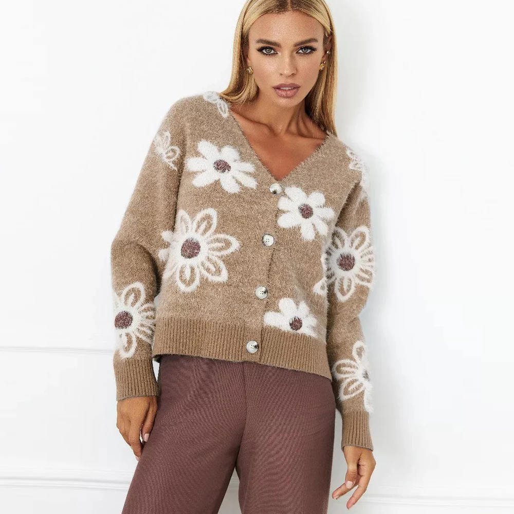 

Autumn Winter Warm Sweater Coats Women Cardigan Boho Long Sleeve Fluffy Floral Embroidery Sweaters Coat Casual Ladies Outwear