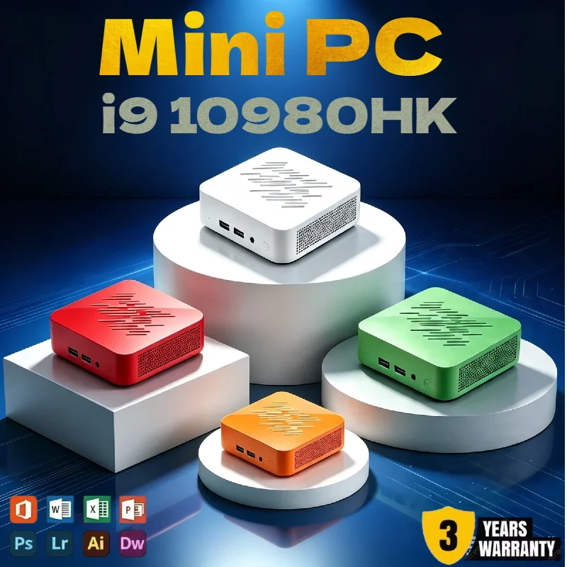 New Mini PC Core I9 10980HK Portable Mini Desktop Device 16GB RAM 1TB 2TB Large SSD 4K HD Display For Game Office Home Use