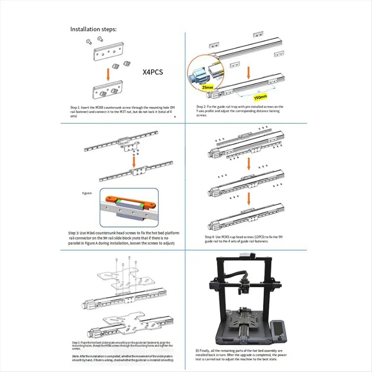 Stable- For Ender 3 S1 Dual Y-Axis Upgrade Linear Rail Kit for Ender 3 S1 Pro 3D Printer Parts Double Slide Rail Kit