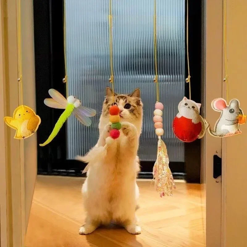 

Cat Toys Interactive Adjustable Pet Bite Resistant Rope Hanging Door Swing Funny Cat Stick Pet Toys Products Kitten Supplies