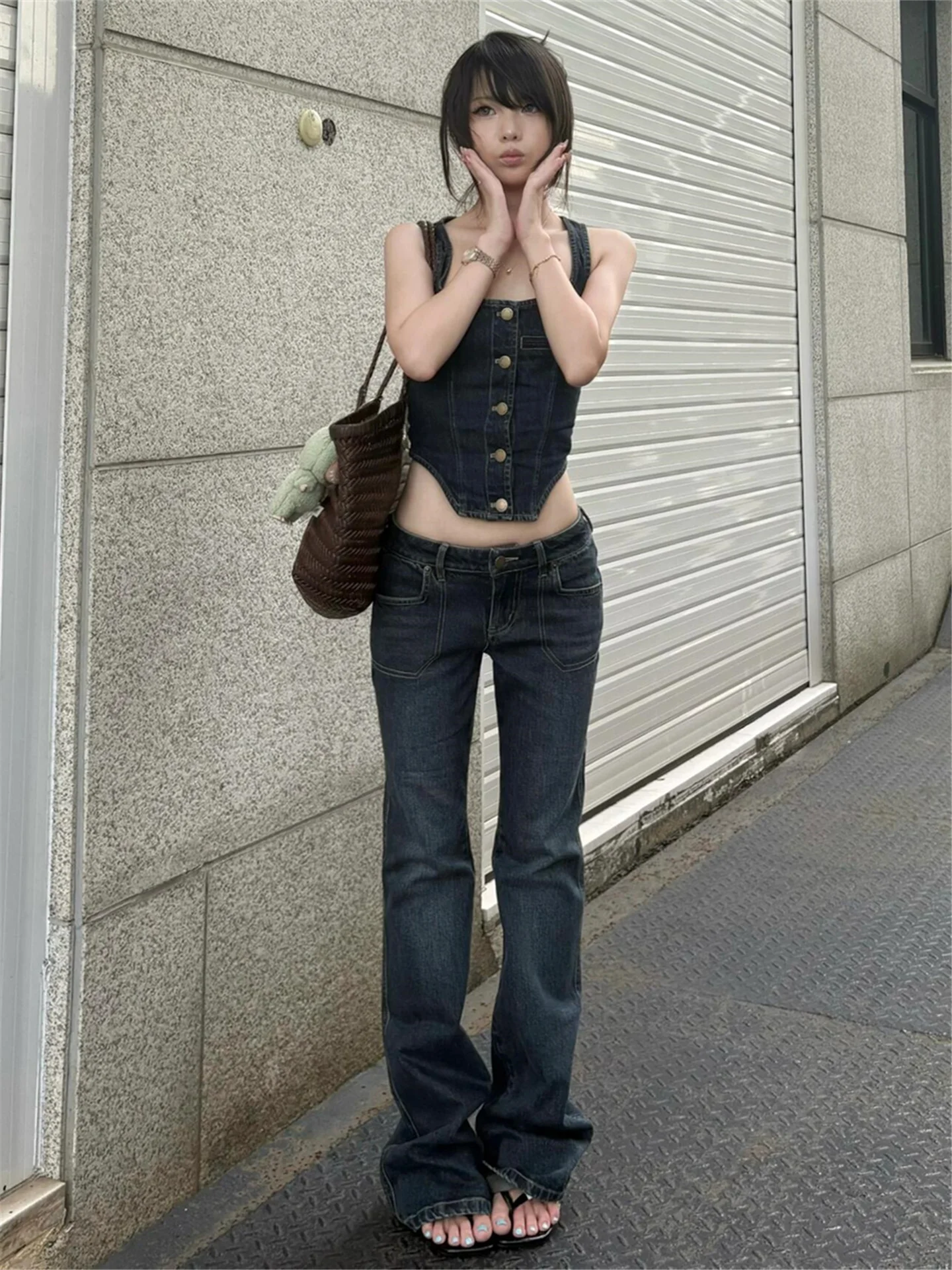 

American Style Retro Low Waist Bell Bottom Jeans Women's Spring Autumn Slimming Design Sensation Narrow Version Pants