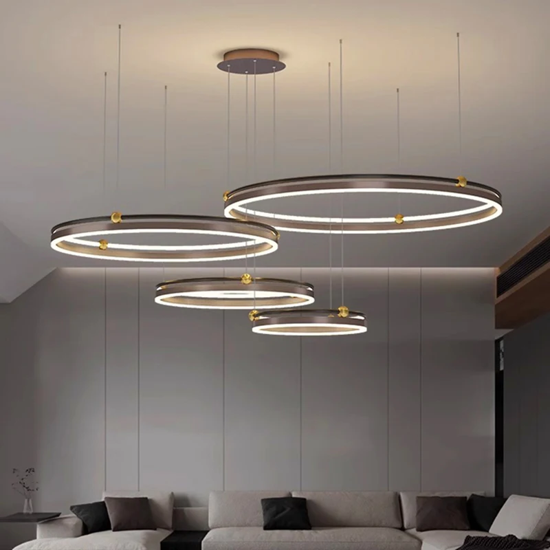 Plafonnier LED suspendu au design moderne, éclairage d'intérieur, luminaire décoratif de plafond, idéal pour un salon ou une salle à manger