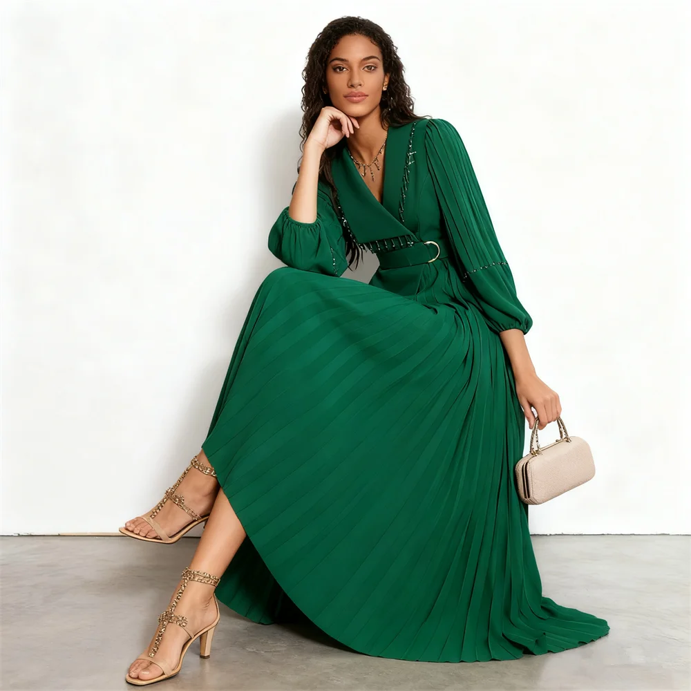 

Скромные мусульманские платья для женщин, плиссированное вечернее платье с бусинами и кисточками, Дубай, Абая, Турция, кафтан, кафтан Kebaya, халат ислам Джалабия