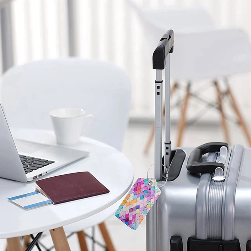 (Set da 4 pezzi) Manicotto di protezione per la privacy con etichetta per bagagli da viaggio con anello in acciaio inossidabile, tutti i tipi di bagagli e pacchi