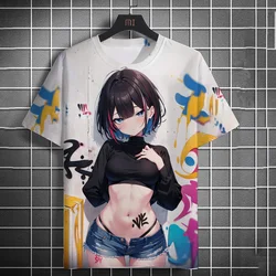 Men's T-Shirts Anime Character Graffiti Tee 3D Sexy Beauty Print Poster Style T Shirt Trend Men/Women Short Sleeve Y2k Tshirt