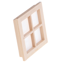 1Pc Dollhouse Miniature Wooden 4 Pane DIY Mini Door Window Accessories