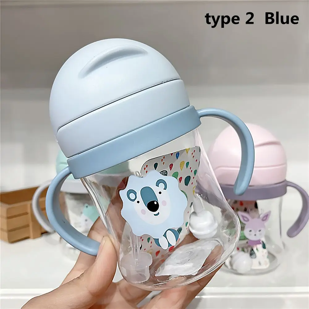 

New 250ML Water Bottle Sippy Cups Handle Feeding Cup Unisex Learning Cup with Straw Gravity Ball