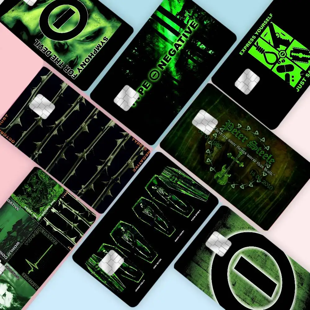 

Classic Gothic Metal Band T-Type O-O N-Negative Credit Card Skin Stickers For VISA Bank Card Transportation Card